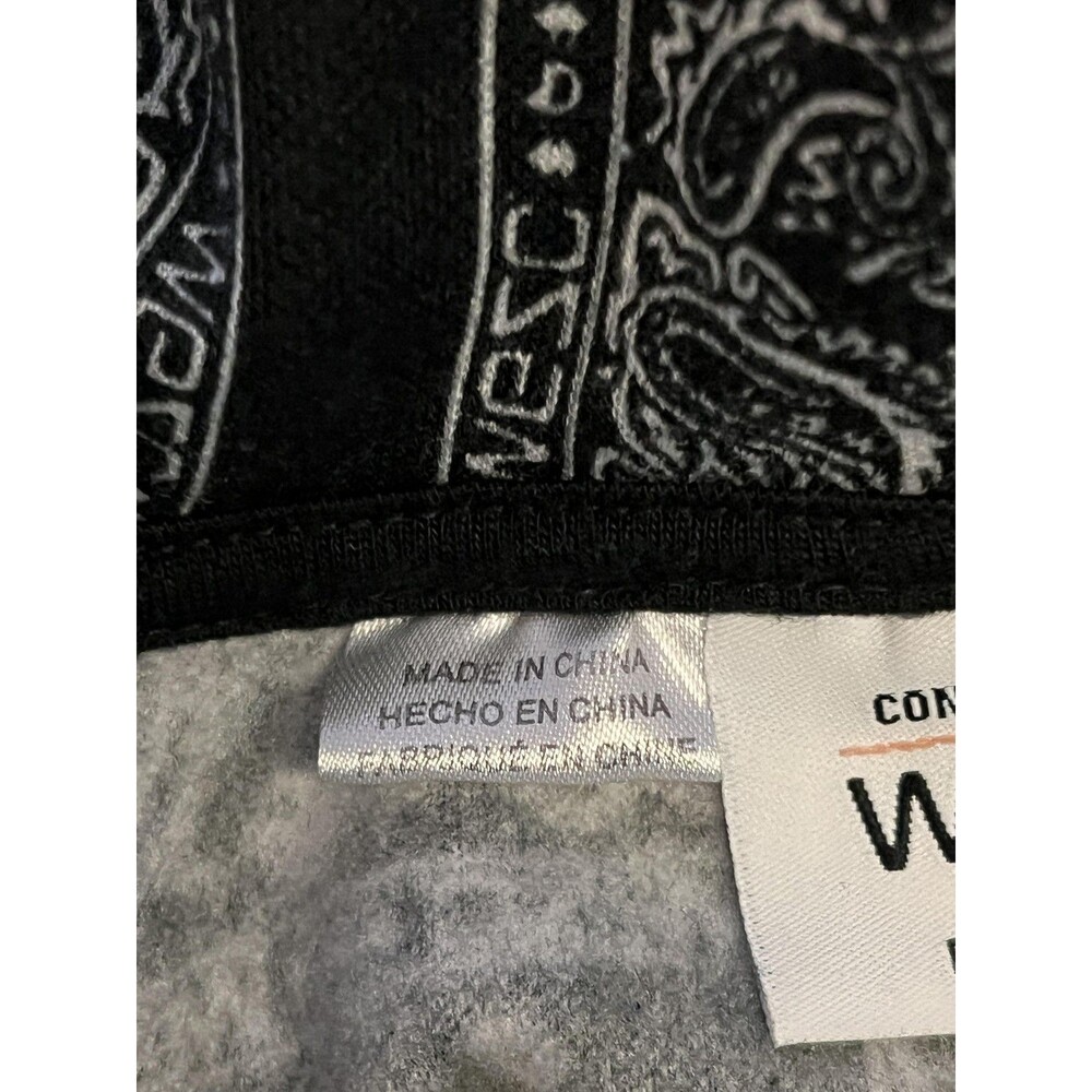 WeSC Hoodie Mens Medium Black Bandana Paisley Graphic Fleece Pullover Sweatshirt - Picture 9 of 11